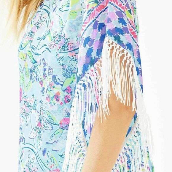 Lilly Pulitzer Womens LARGE Ginette Coverup Bali Blue Sway This Way Swim Coverup - Picture 5 of 9